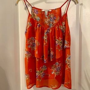 🌺 Flowy Red/Orange Ruffle Floral Camisole